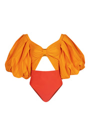 Apricot & Grapefruit Puff Sleeve Bodysuit