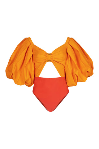 Apricot & Grapefruit Puff Sleeve Bodysuit