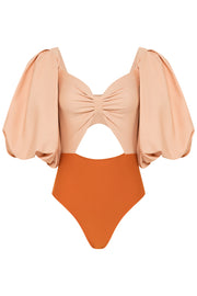 Sunstone and Papaya Puff Sleeve Bodysuit