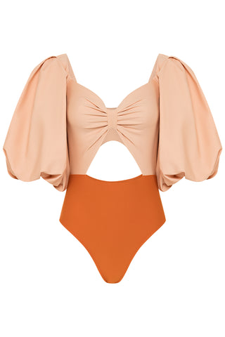 Sunstone and Papaya Puff Sleeve Bodysuit