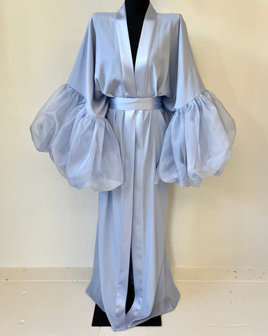 Lilac Ice Silk Wilted Sleeve Robe