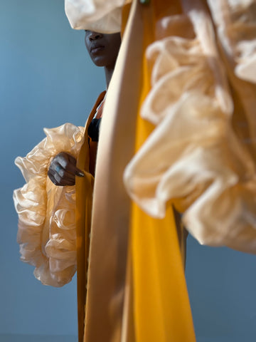 Tangerine Dream Silk Wilted Sleeve Robe