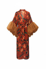 Rust Haven Nutmeg Wilted Sleeve Long Robe