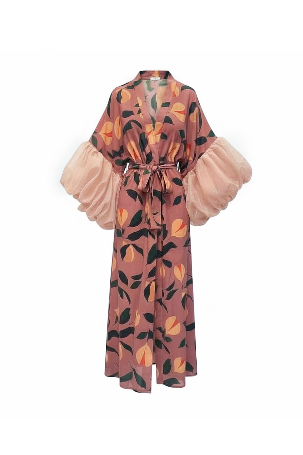 Blush Bae Nutmeg Wilted Sleeve Long Robe