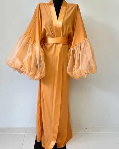 Tangerine Dream Silk Wilted Sleeve Robe