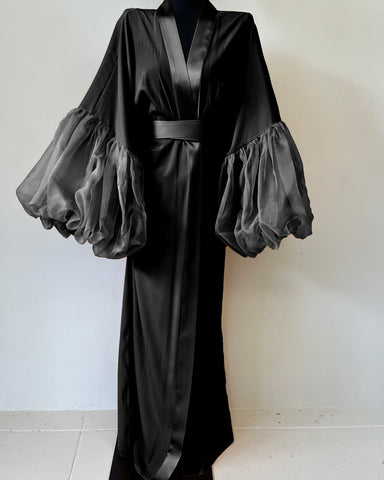 Noir Wilted Sleeve Robe