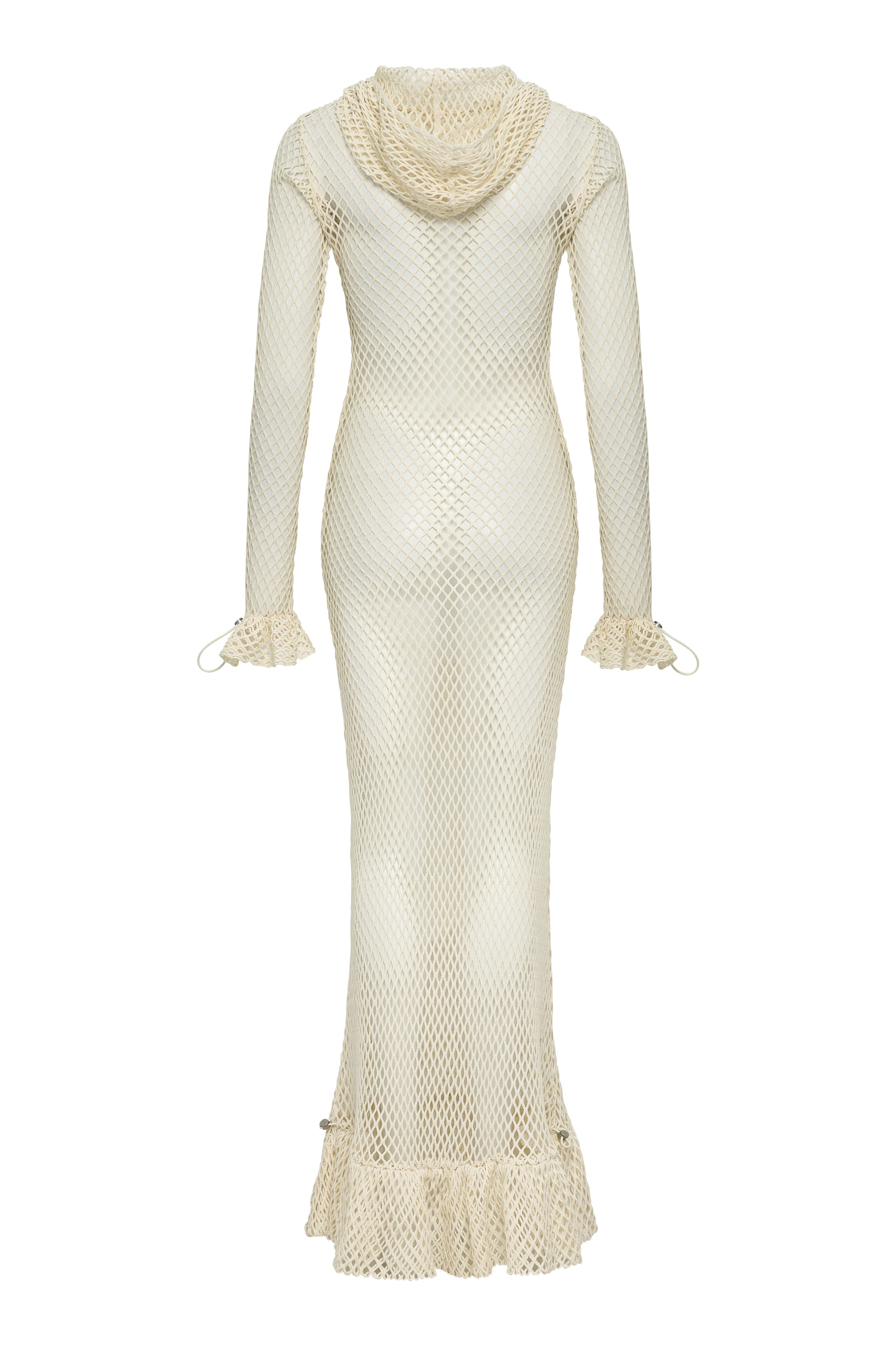Bone Netted Hooded Knit Coverup Dress M