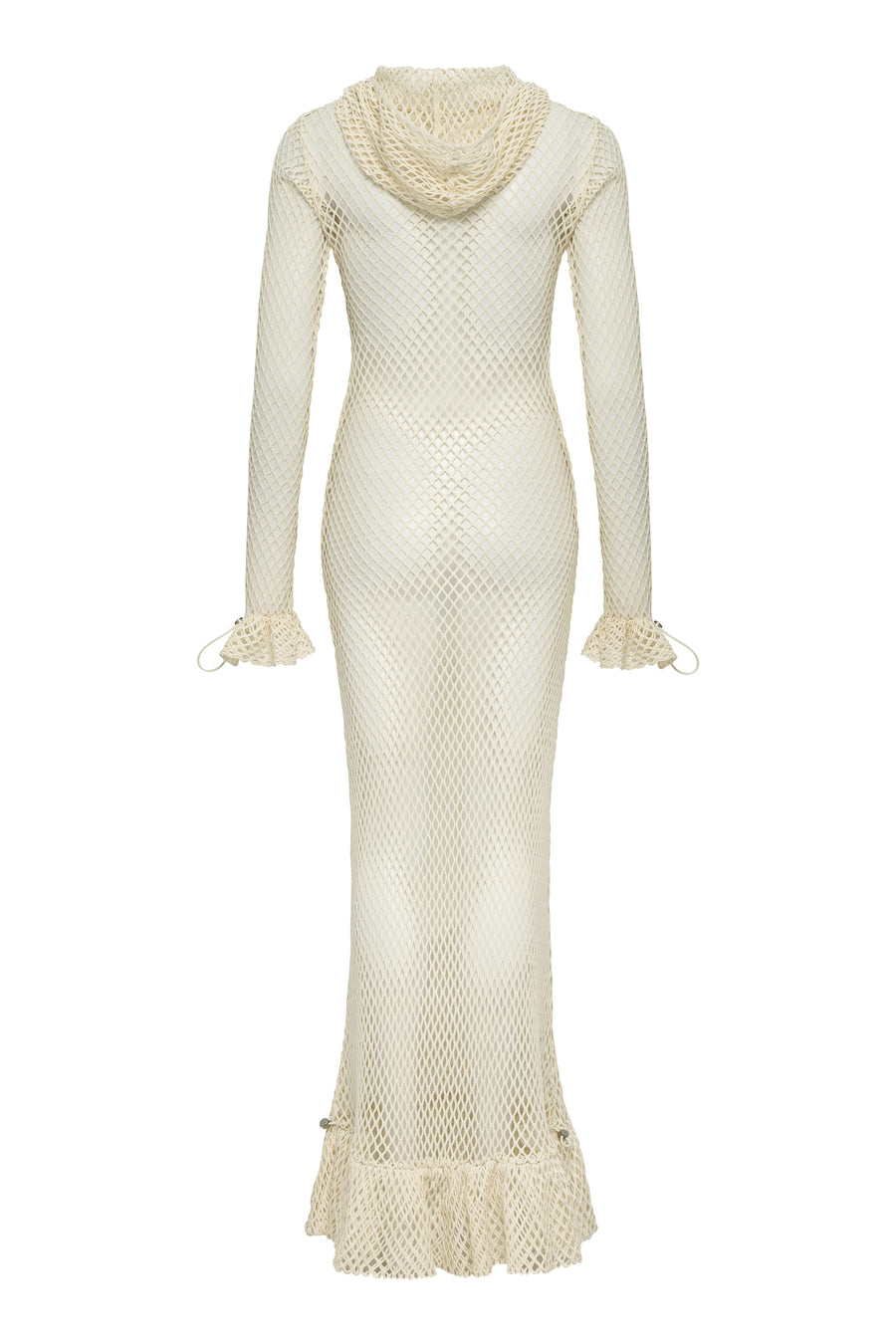 Bone Netted Hooded Knit Coverup Dress