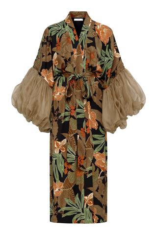 Mélange de Palmes Wilted Sleeve Robe