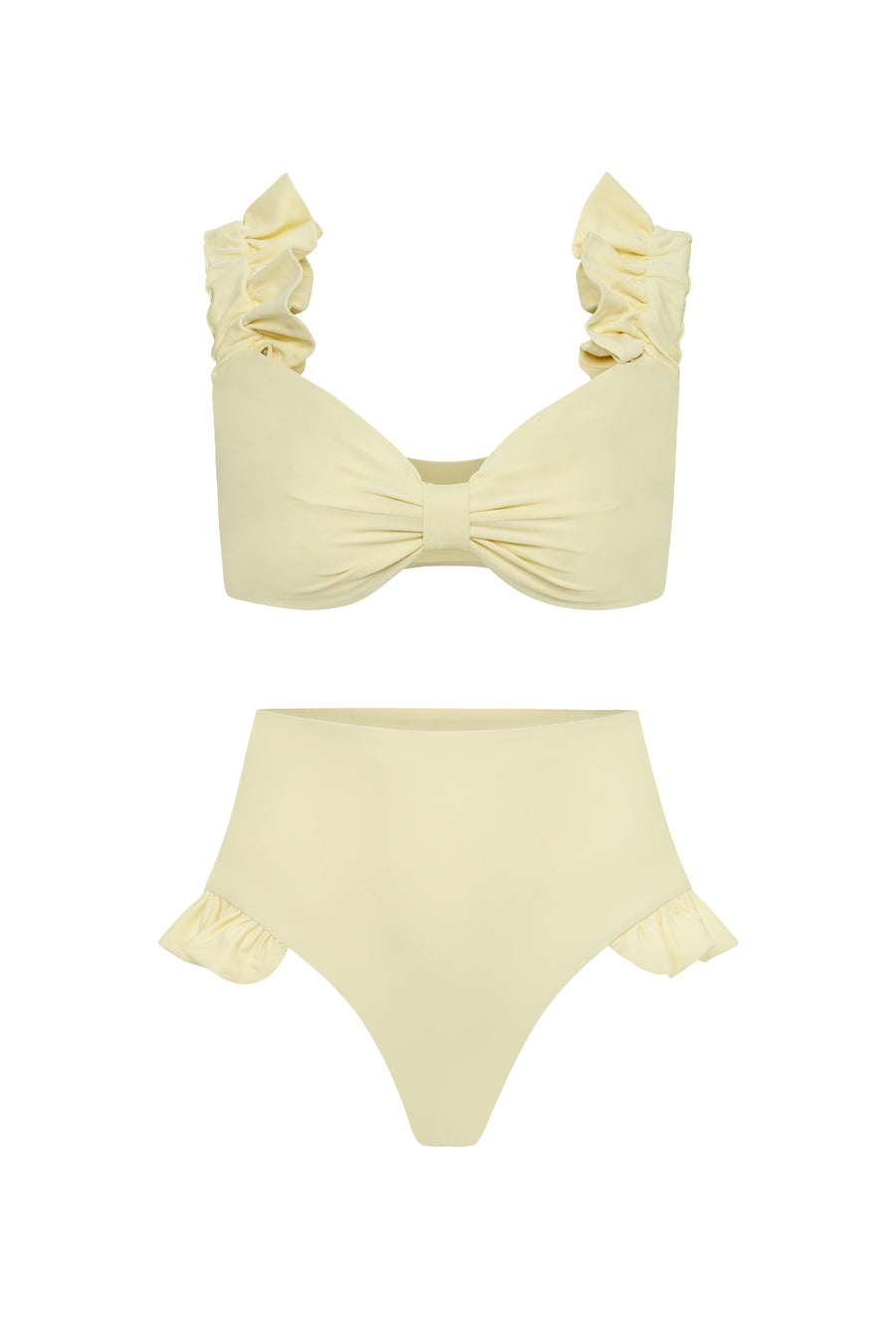 Bone Ruffle Fin Two Piece Swim Set