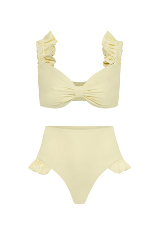 Bone Ruffle Fin Two Piece Swim Set