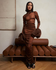 Zemi Brown Wave Rib Skirt