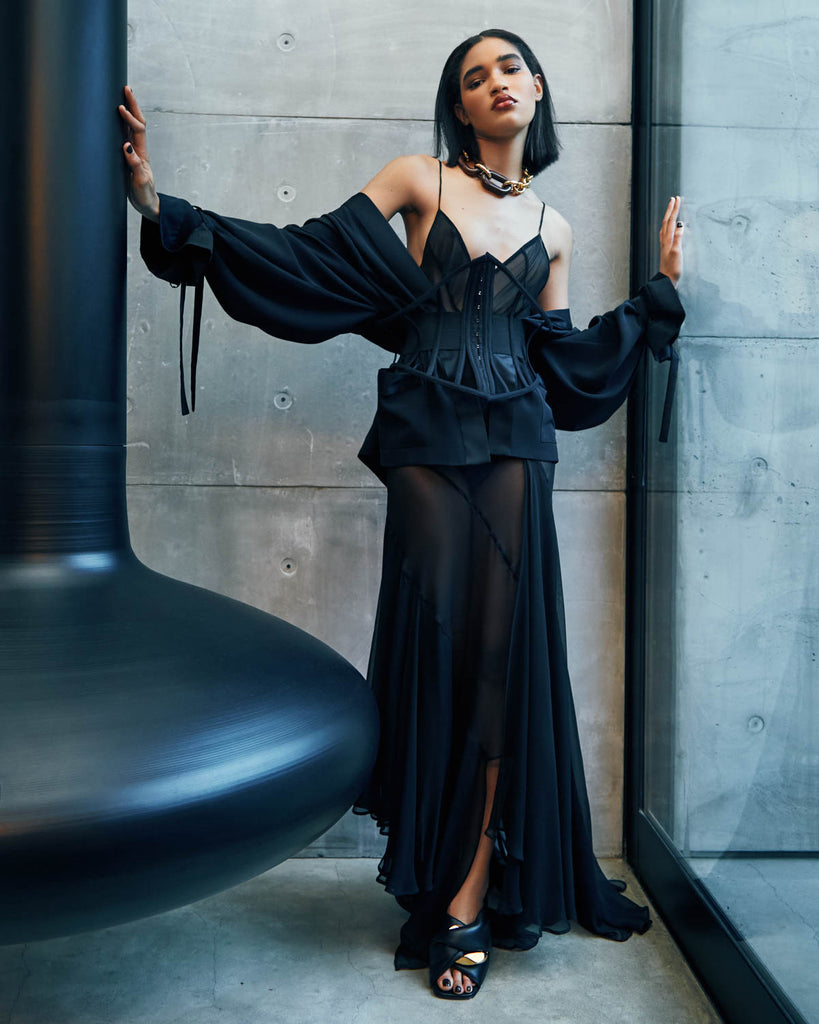 Black Glitter Ruched Midi Dress | New Look