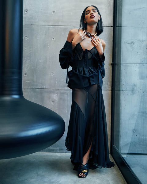 Lela Chiffon Black Dress 14
