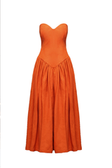 Fiery Orange Georgia Sweetheart Midi Dress