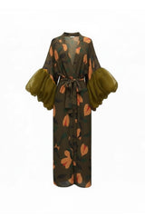 Forest Nutmeg Wilted Sleeve Long Robe