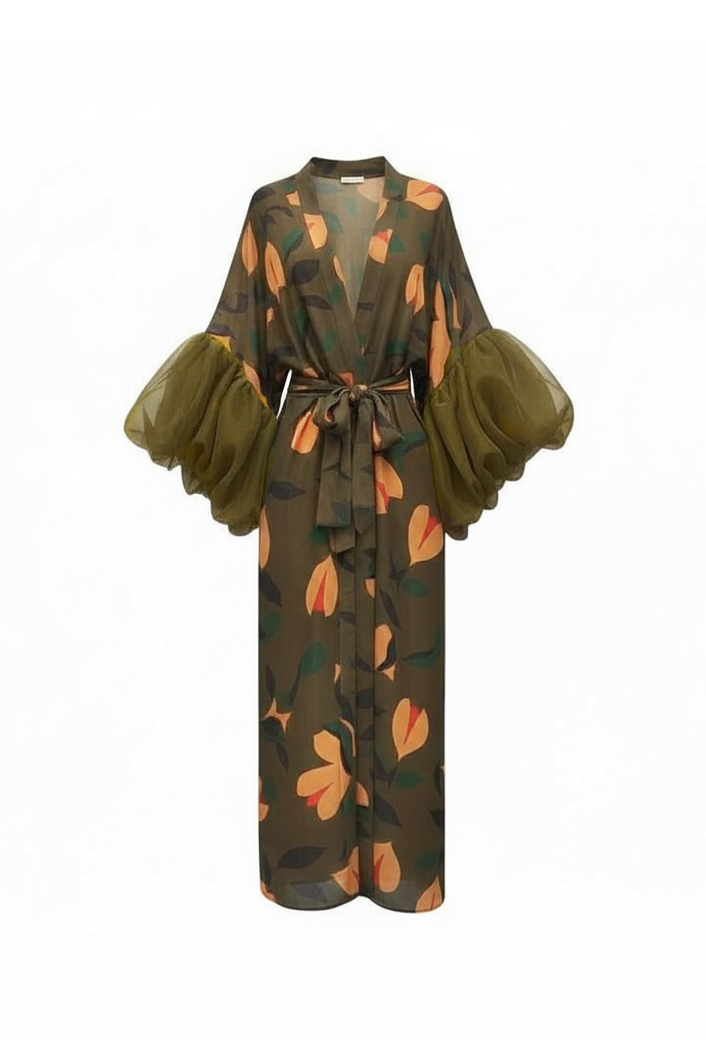 Forest Nutmeg Wilted Sleeve Long Robe