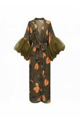 Forest Nutmeg Wilted Sleeve Long Robe