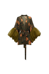 Forest Nutmeg Wilted Sleeve Short Robe