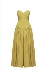 Vintage Yellow Georgia Sweetheart Midi Dress