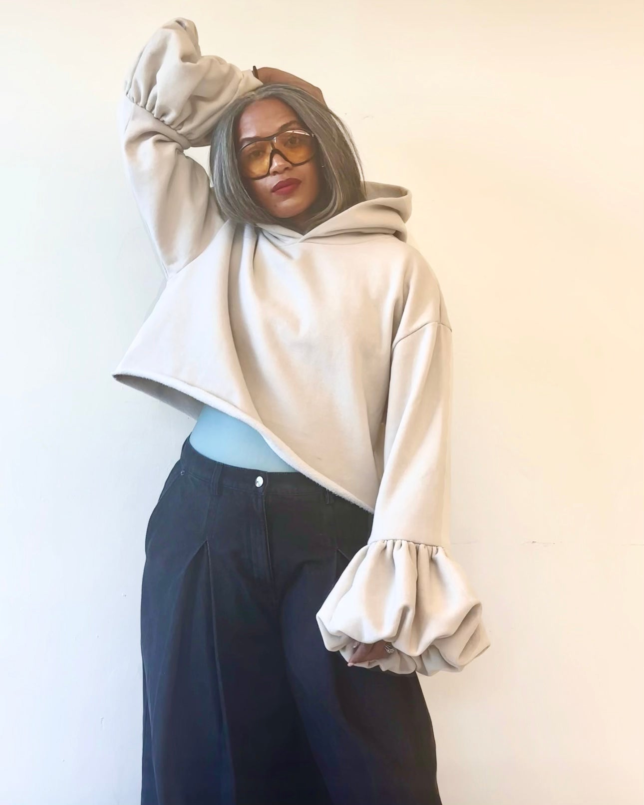 Oat Heavyweight Statement Sleeve Hoodie