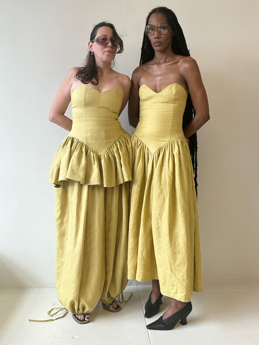 Vintage Yellow Georgia Sweetheart Midi Dress L Vintage Yellow Georgia Sweetheart Midi Dress L