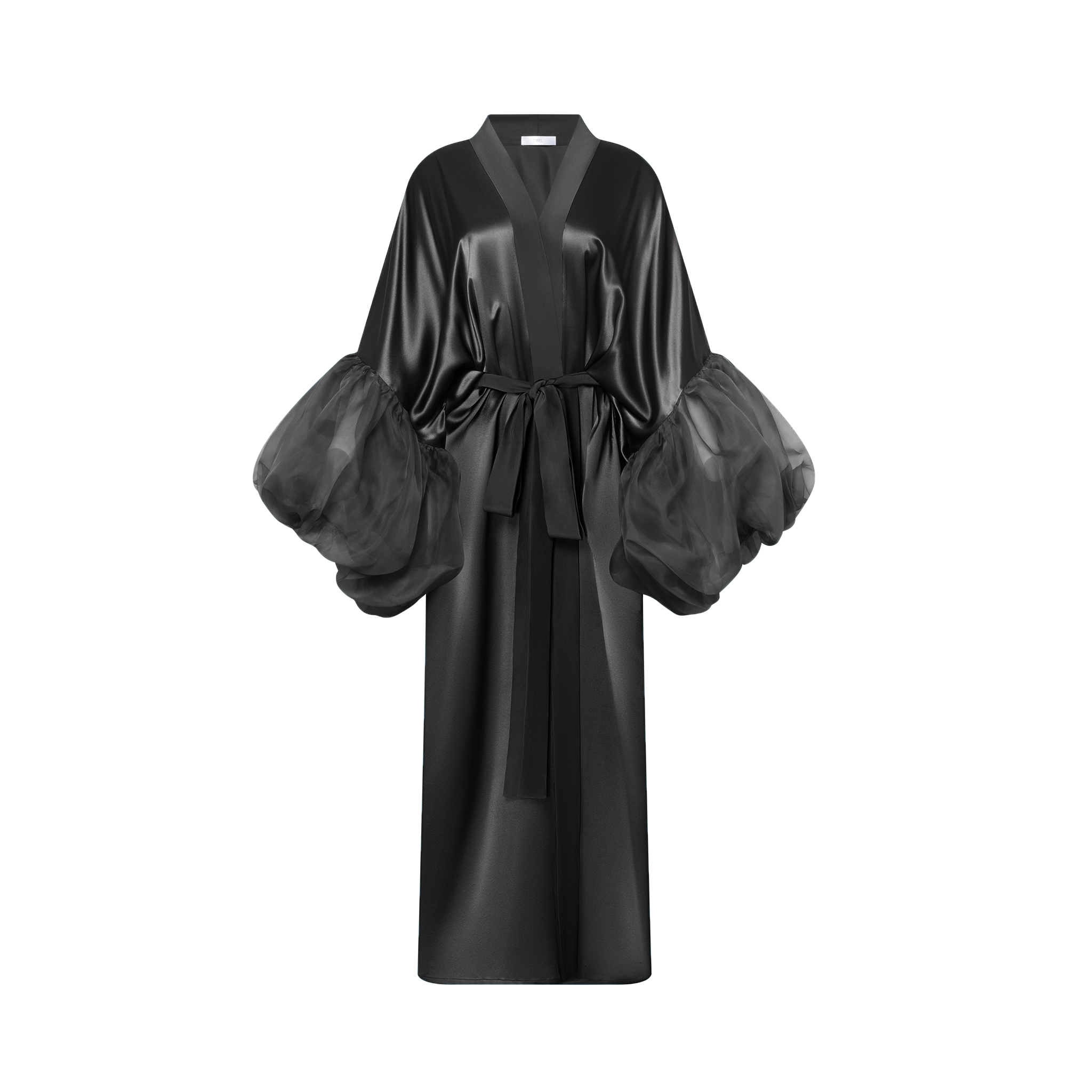 Frayed Robe Noir Silk Wilted Sleeve Robe – Fe Noel
