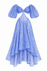 Periwinkle Zoe Puff Sleeve Burnout Dress