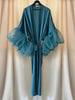 Sea Blue Silk Wilted Sleeve Robe