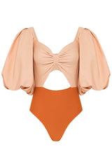 Sunstone and Papaya Puff Sleeve Bodysuit