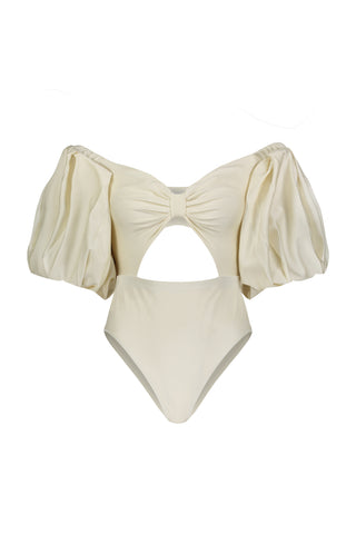 Off White Puff Sleeve Bodysuit