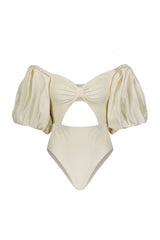 Off White Puff Sleeve Bodysuit