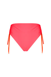 Neon Pink High Waist Bikini Ruched Bottom