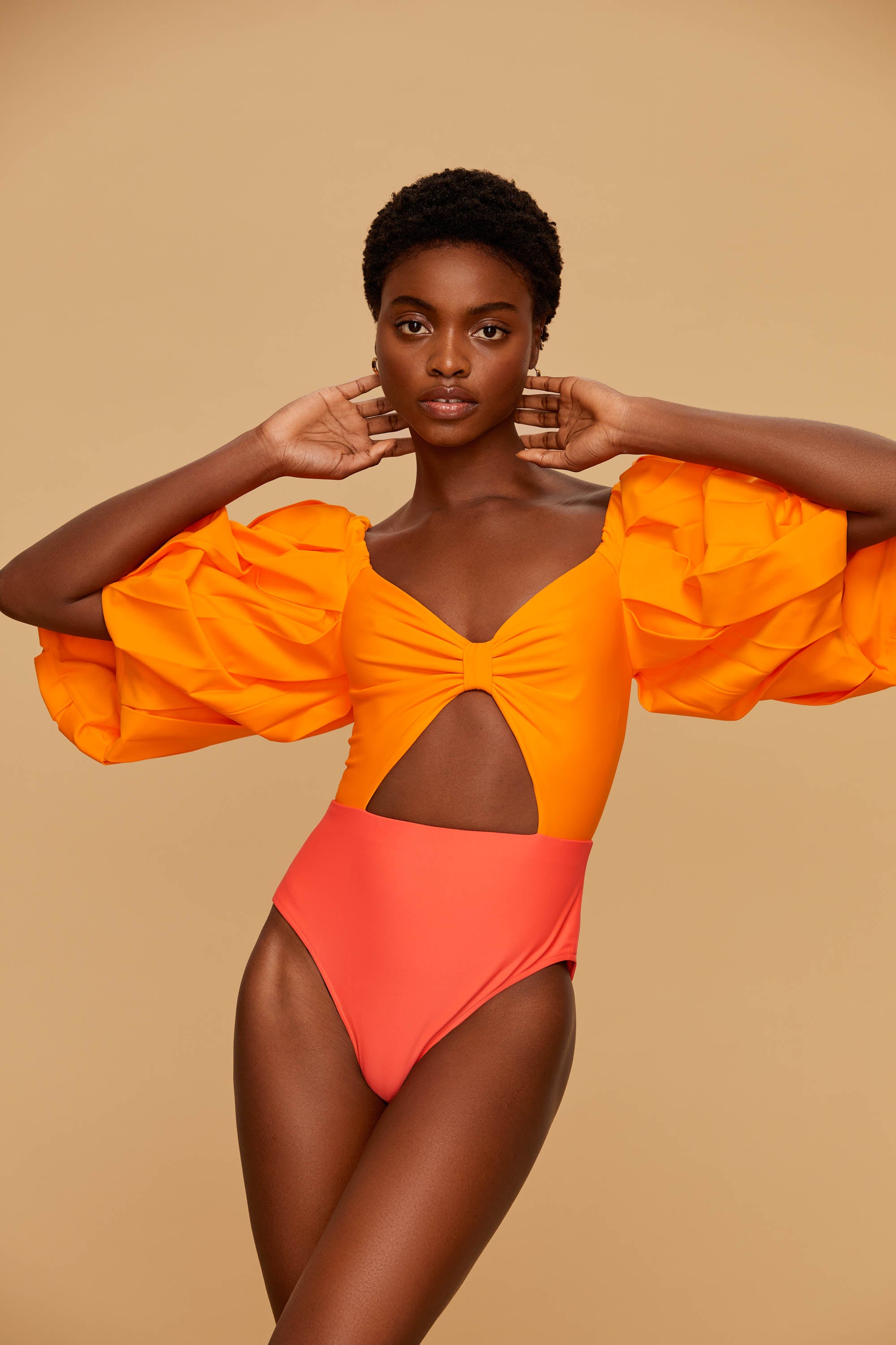 Apricot & Grapefruit Puff Sleeve Bodysuit – Fe Noel