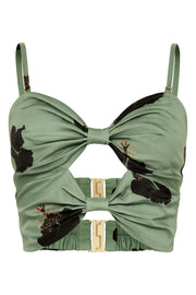 Sage Hibiscus Double Bow Bralette